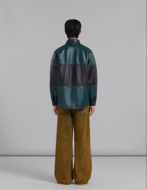 Marni o1w1db10824 Leather Shirt in Green Black Size US S / EU 44-46 / 1 - 3 Thumbnail
