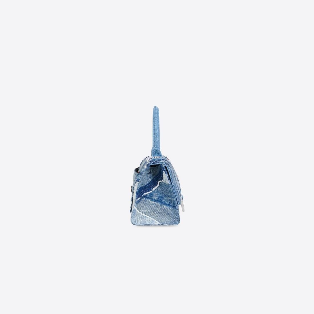 Balenciaga o1mt1gz0225 Size: OS / Hourglass Small Handbag Denim in Blue Size ONE SIZE - 3 Thumbnail