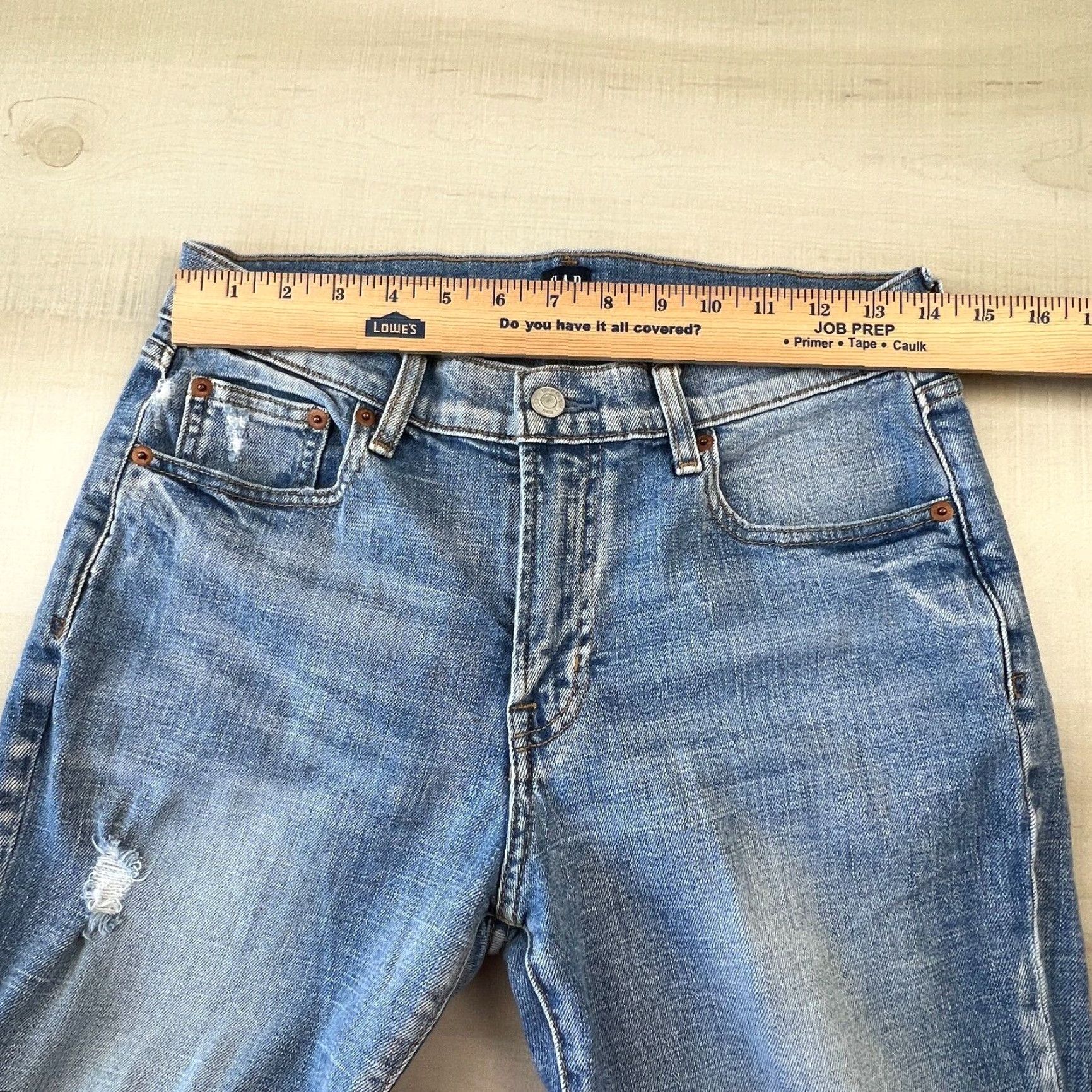 Gap Gap Best Girlfriend Women's Distressed Mid Rise Jeans 27 Medium Wash Blue Size 27" / US 4 / IT 40 - 7 Thumbnail