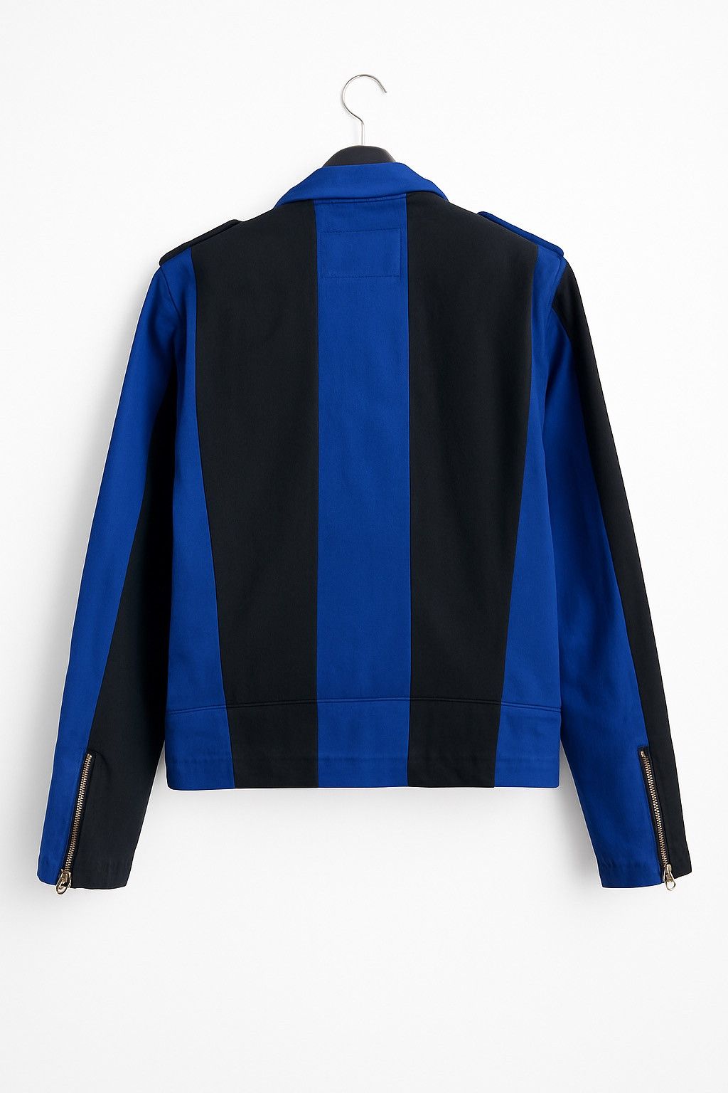 Japanese Brand Vintage Excellence Tokyo Black Blue Striped Cotton Biker Size US M / EU 48-50 / 2 - 2 Thumbnail