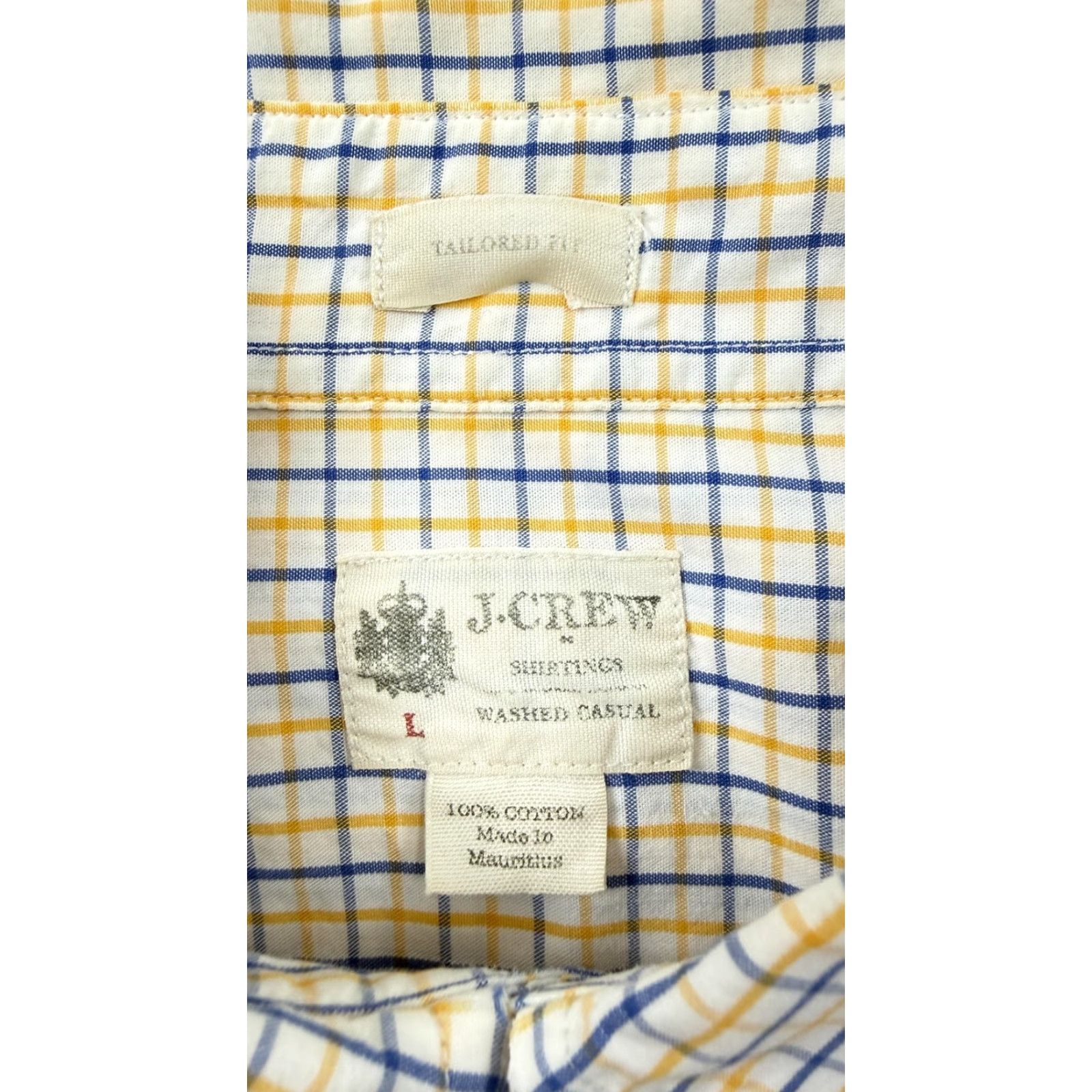 J.Crew J.Crew Shirt Mens Large Yellow Blue Plaid Tailored Fit Washed Casual Cotton Shirt Size US L / EU 52-54 / 3 - 3 Thumbnail