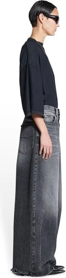 Balenciaga o1in1g0325 Low Crotch Jeans in Black Size 26" / US 2 / IT 38 - 4 Thumbnail