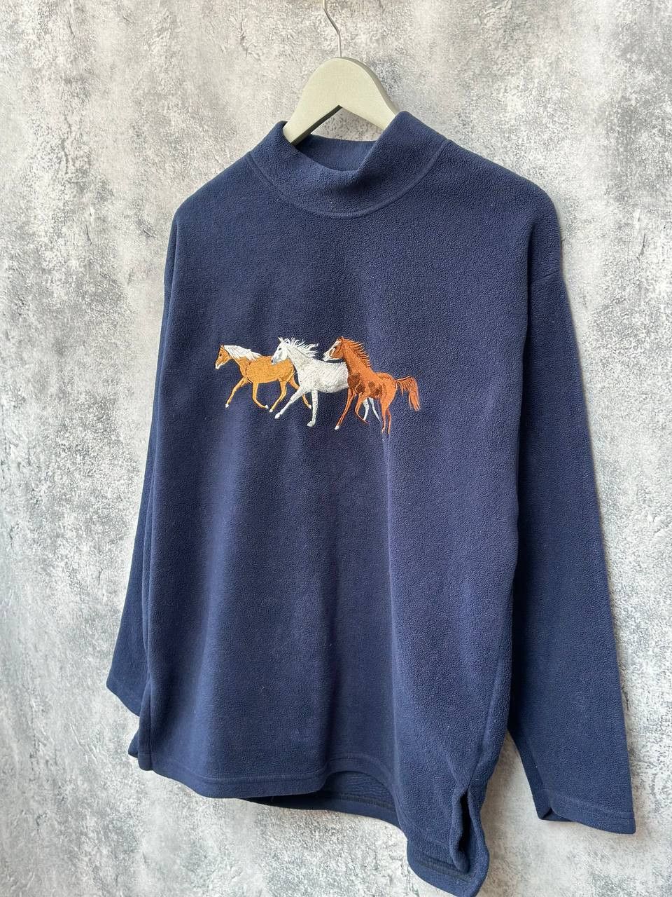 Designer × Vintage Nelson Ashby Horse Picture Fleece Sweater Pullover Mock Neck Size US M / EU 48-50 / 2 - 2 Thumbnail