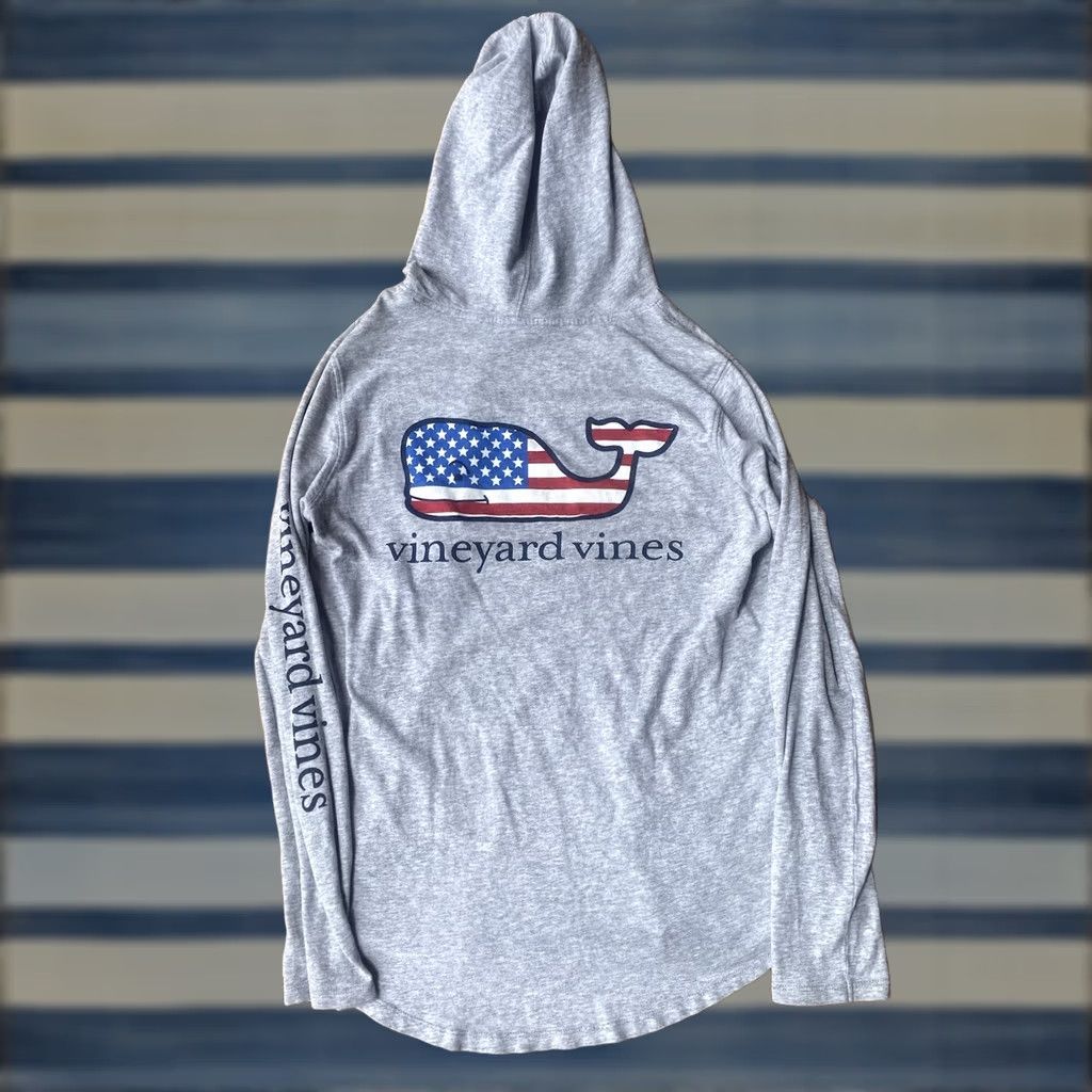Vineyard Vines Vineyard Vines Shirt Mens XS Gray Hooded Lightweight American Flag Whale Size US XS / EU 42 / 0 - 1 Thumbnail