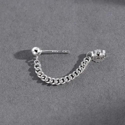 Other 925 Silver Plated Tassel Chain Dangle Drop Earrings for Men Size ONE SIZE - 4 Thumbnail