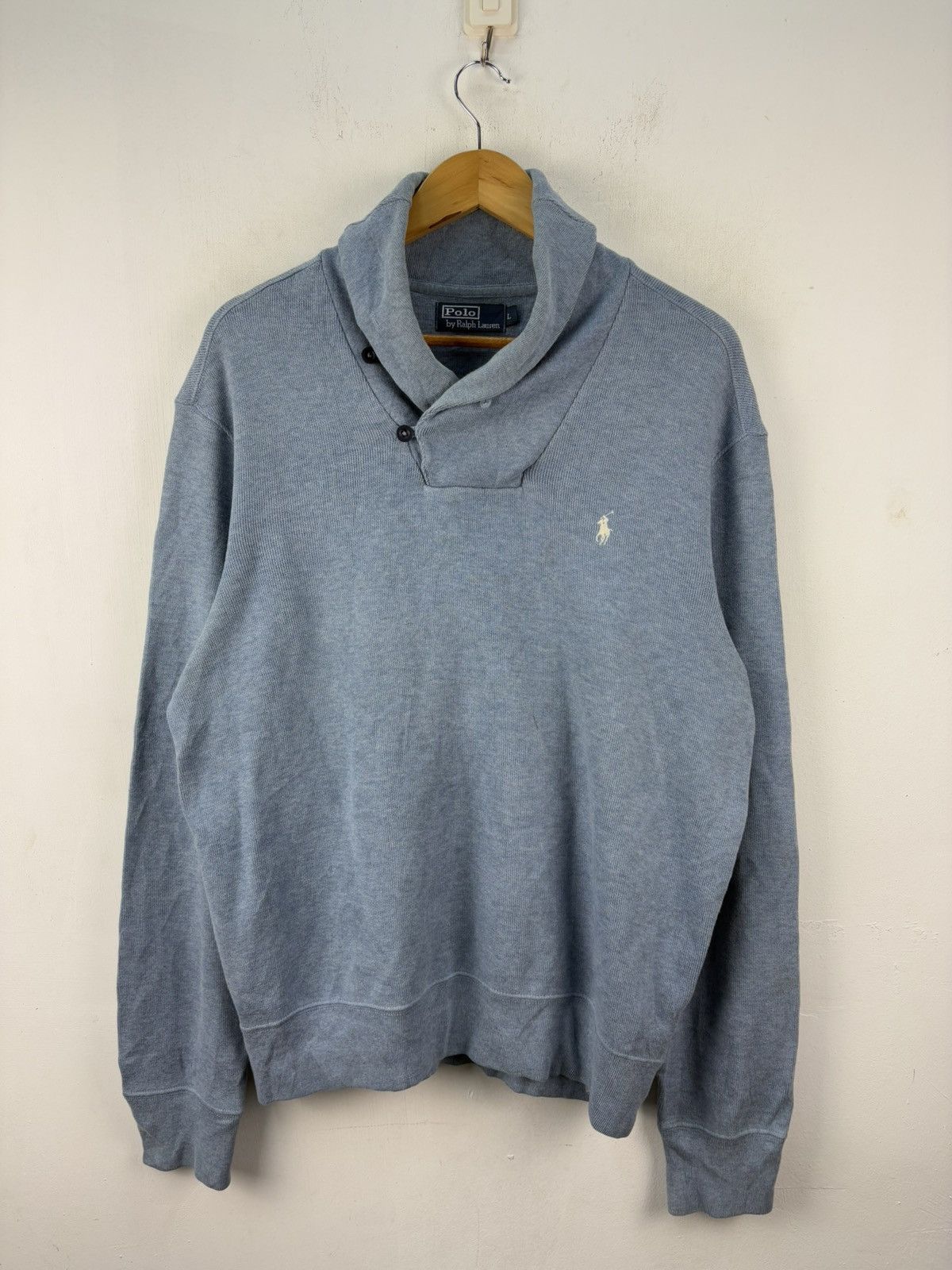 Polo Ralph Lauren Vintage Polo Ralph Lauren Sweatshirt Shawl Collar Pullover Size US L / EU 52-54 / 3 - 2 Thumbnail