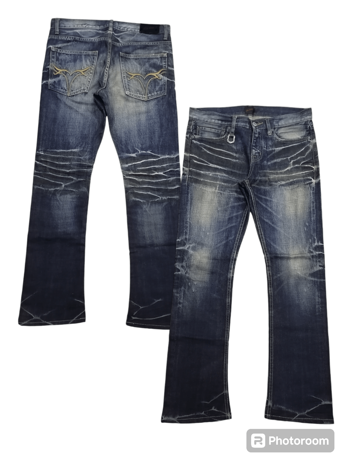 Japanese Brand Flare Jeans Jackrose Claw Mark Erd Denim Pants Size US 33 - 1 Thumbnail