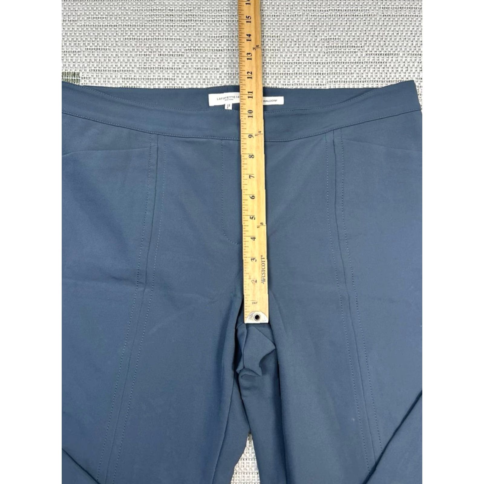 Vintage Lafayette 148 New York Waldorf Pants Womens 14 Blue Stretch Mid Rise Front Slits Size 36" / US 14 / IT 50 - 4 Thumbnail