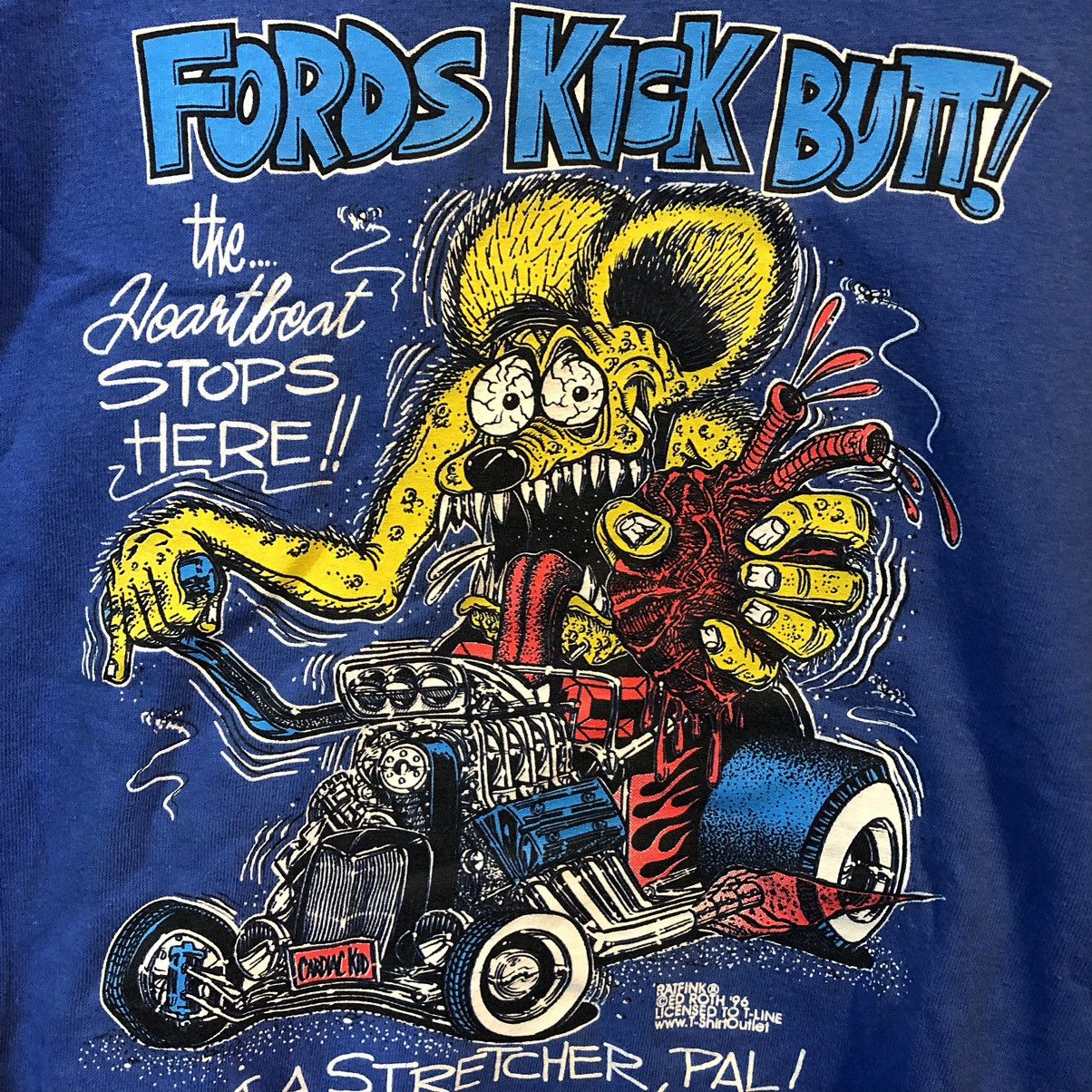 image of Art Rat Fink VTG 1996 Ed Roth Licensed To T-Line Tee in Blue, Men's (Size XL)