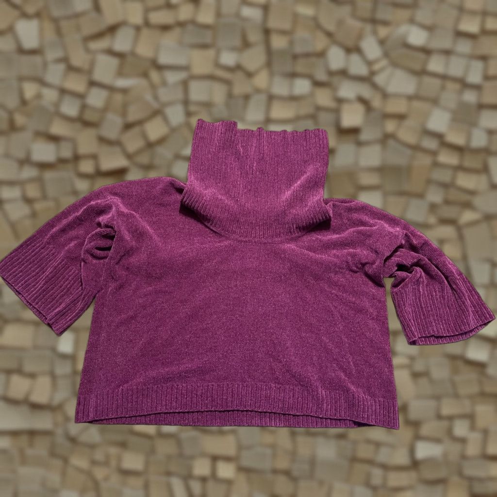 Vintage Moda International Sweater Women's Size Medium Purple Turtleneck Pullover Casual Pullover Knit Long Sleeve Solid Fall Spring Summer Womens Size M / US 6-8 / IT 42-44 - 1 Thumbnail