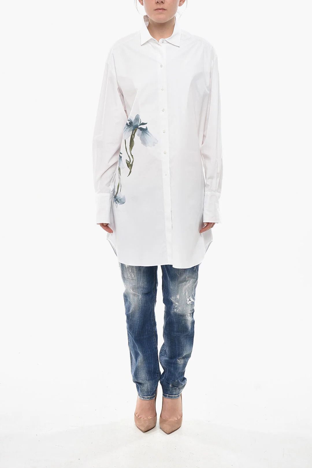 Givenchy og1mm0326 Poplin Shirt in White Size M / US 6-8 / IT 42-44 - 4 Thumbnail