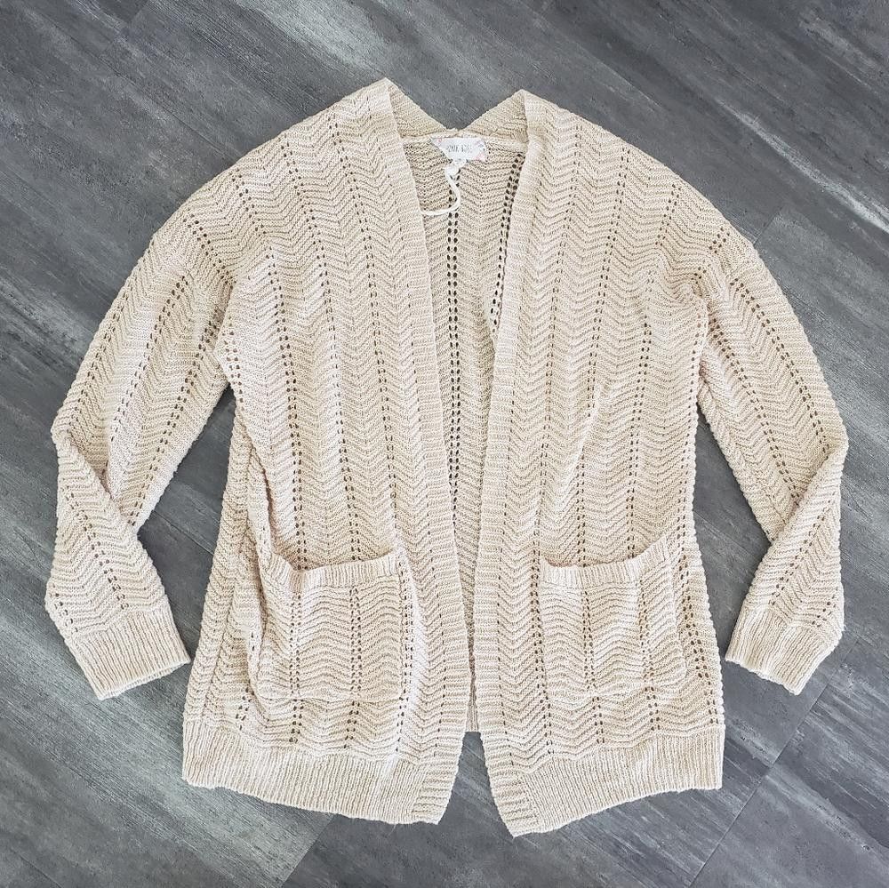Designer Beige Detailed PR Sweater Cardigan Size M / US 6-8 / IT 42-44 - 1 Thumbnail