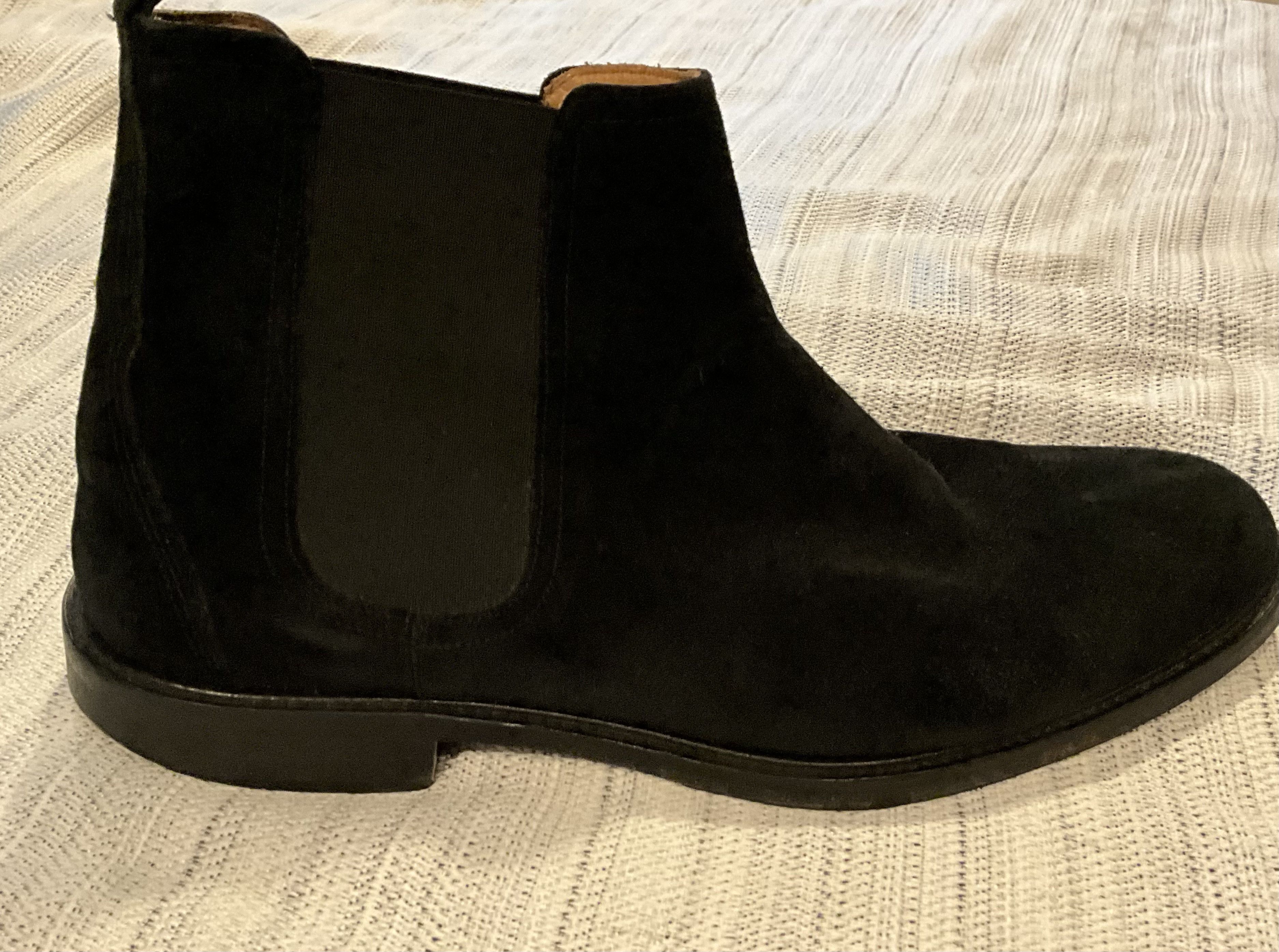 Barneys New York Men’s Barneys NY Black Suede Boots Made in Italy 10 1/2M Size US 10.5 / EU 43-44 - 3 Thumbnail