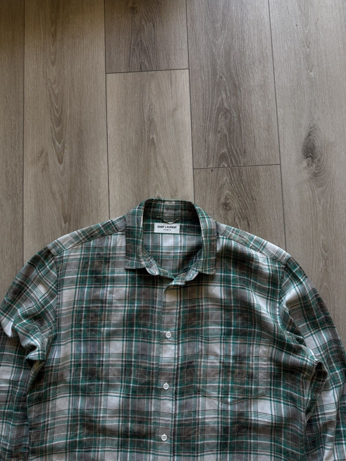 Hedi Slimane × Saint Laurent Paris SS16 “Surf Sound” Bleached Plaid Flannel - runway Size US L / EU 52-54 / 3 - 3 Thumbnail