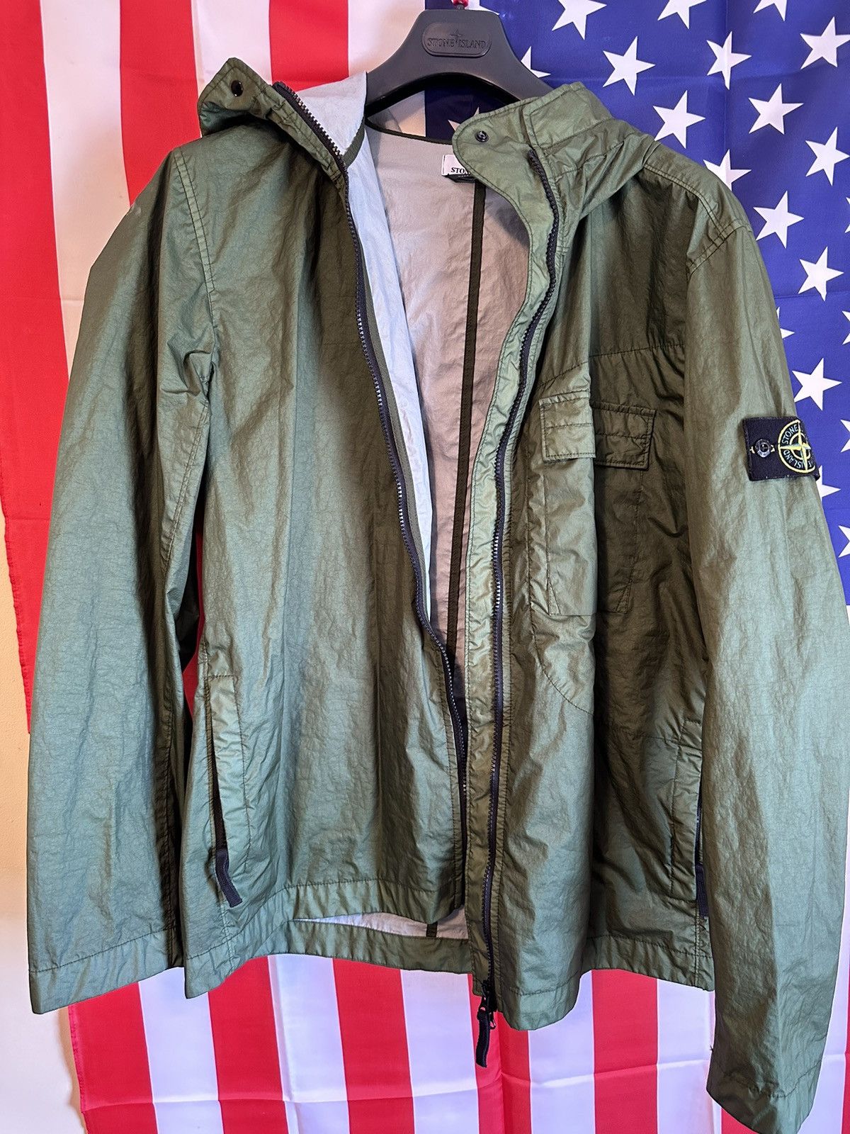 image of Stone Island Membrana 3L Tc Jacket in Green, Men's (Size XL)