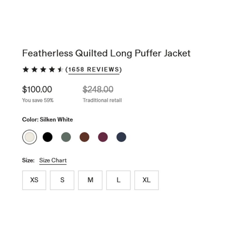 Quince Featherless Quilted Long Puffer Jacket Silk White Size S NWT Size L / US 10 / IT 46 - 7 Thumbnail