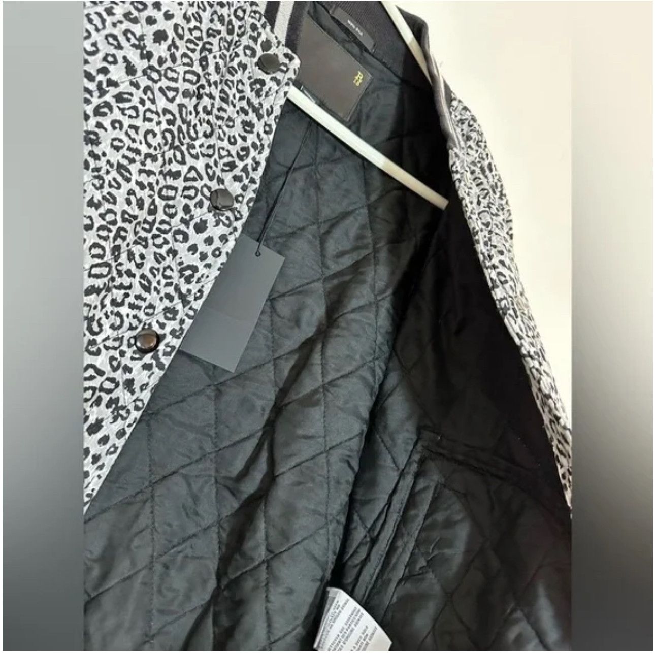 R13 shrunken quilted roadie jacket silk leopard
