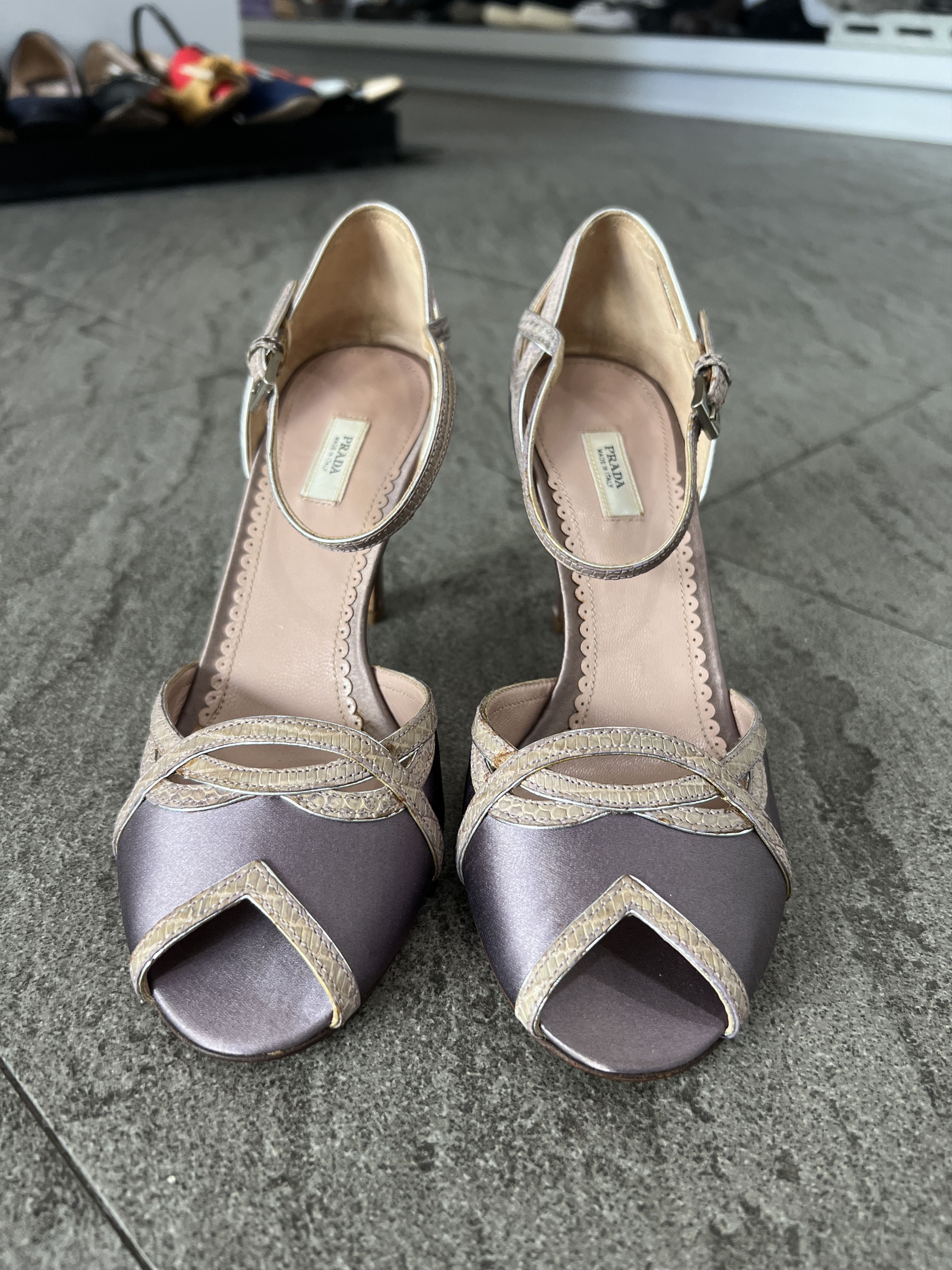 Prada Prada Satin Ankle Strap Heels Lavender Pink 35 Size US 5 / IT 35 - 7 Thumbnail