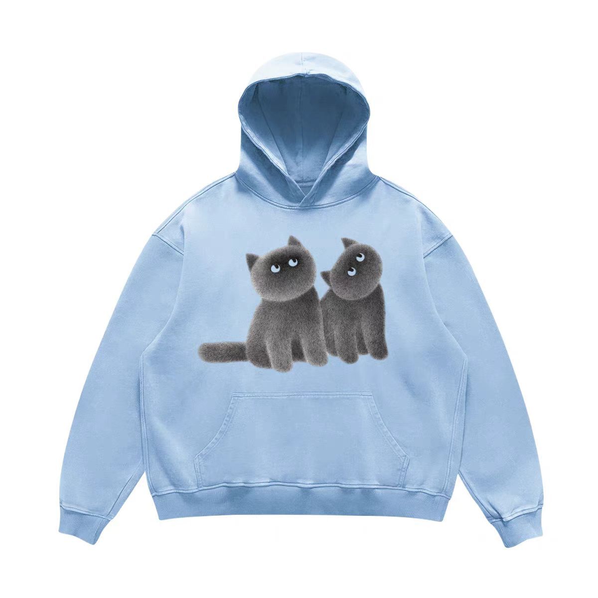 Designer × Japanese Brand Hip Hop Street Cat Print Casual Hooded Sweatshirt Size US M / EU 48-50 / 2 - 4 Thumbnail