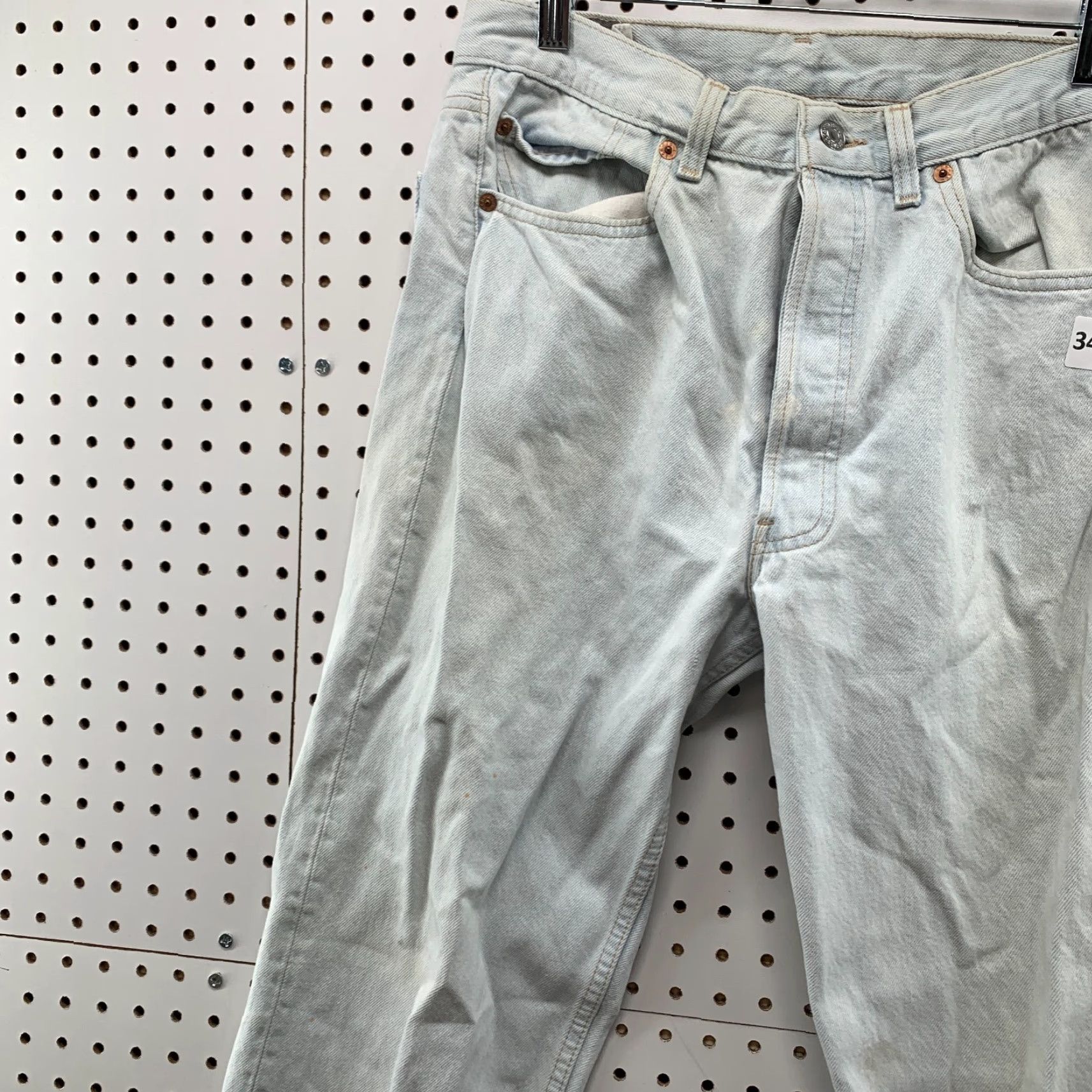 Levi's VINTAGE Levi's 501 Blue Denim Jeans 90s Light Wash Regular Fit 31x32 Made in USA Mens Size US 31 - 5 Thumbnail