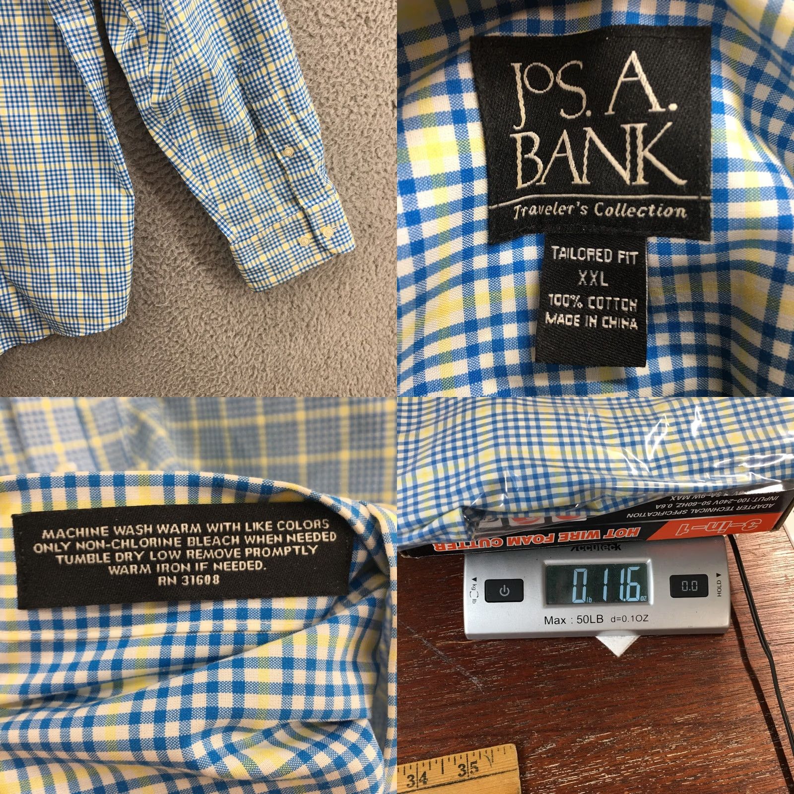 Jos. A. Bank Jos A Bank Shirt Mens XXL Blue Multicolor Gingham Button Down Long Sleeve Polo Size US XXL / EU 58 / 5 - 9 Thumbnail
