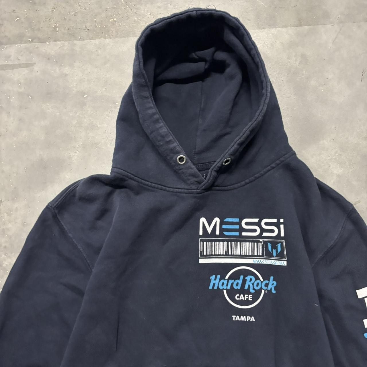 Hard Rock Cafe × Vintage Crazy Vintage Y2K/2000s Navy Blue Messi Hard Rock Cafe Tampa Soccer Hoodie! Size US S / EU 44-46 / 1 - 3 Thumbnail