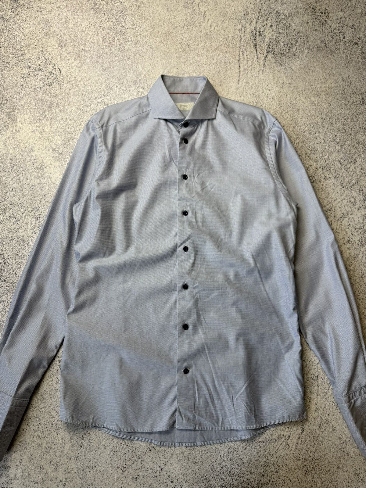 Eton ETON Mens Button Down Blue Cotton Slim Long Sleeve Shirt Size US L / EU 52-54 / 3 - 4 Thumbnail