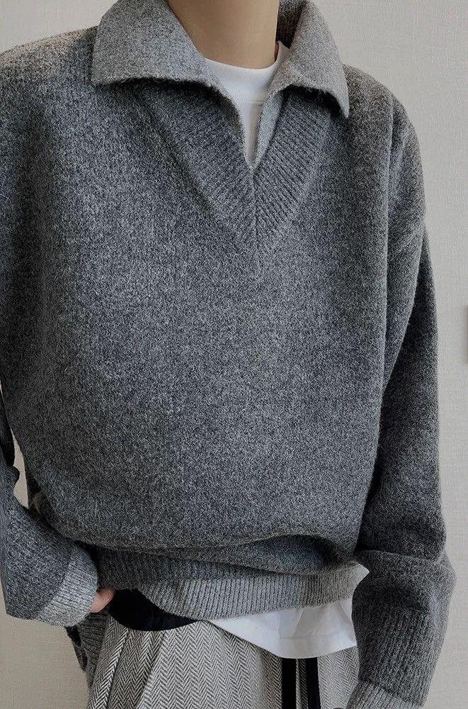 Japanese Brand × Vintage Cleanfit retro double layer effect polo sweater knitwear Size US M / EU 48-50 / 2 - 2 Thumbnail