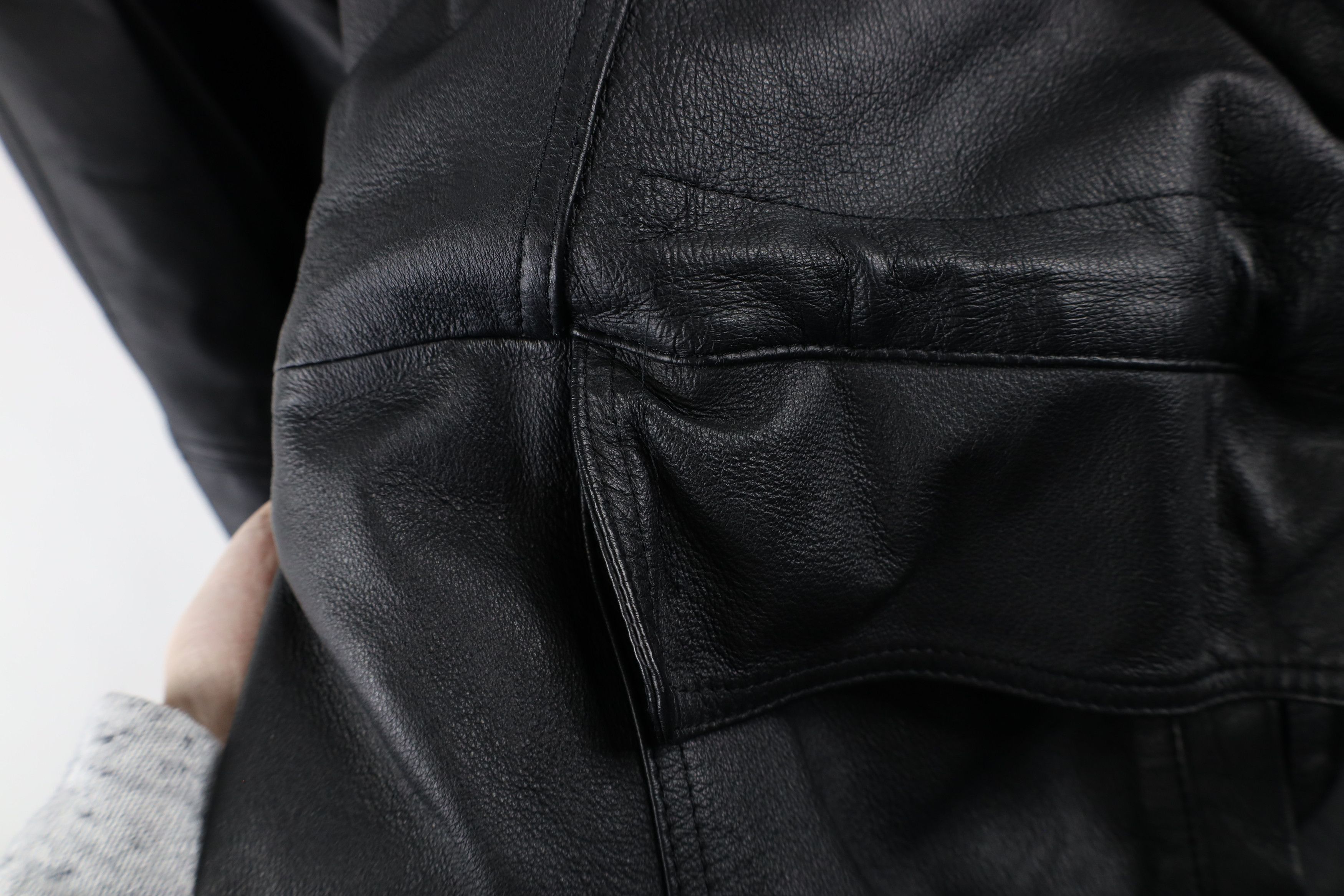 Vintage Vintage 90s Streetwear Leather Full Zip Parka Jacket Black Size US XXL / EU 58 / 5 - 4 Thumbnail