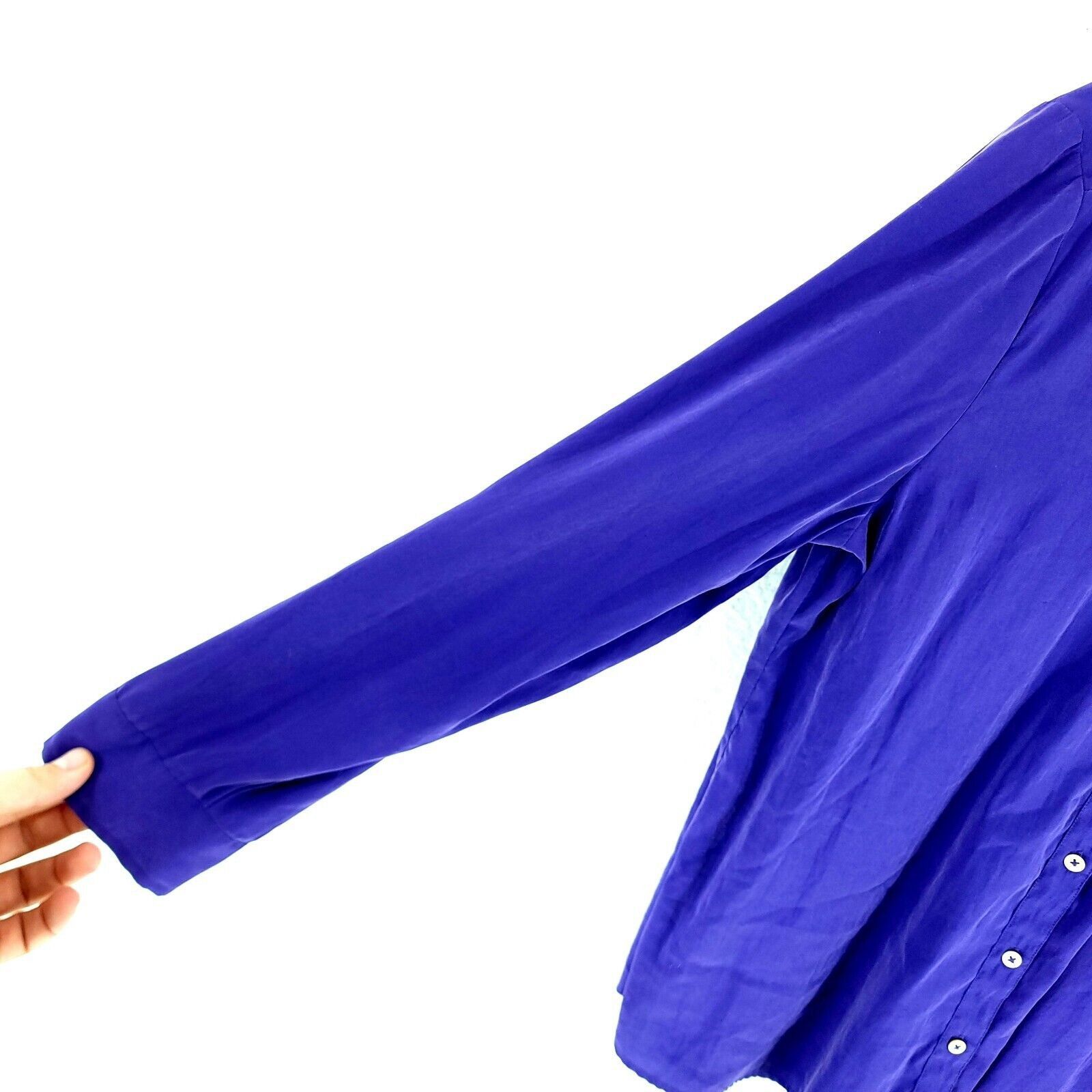 Chicos Chico's Purple Long Sleeve Button Front Collared Shirt Pocke Size XS / US 0-2 / IT 36-38 - 5 Thumbnail