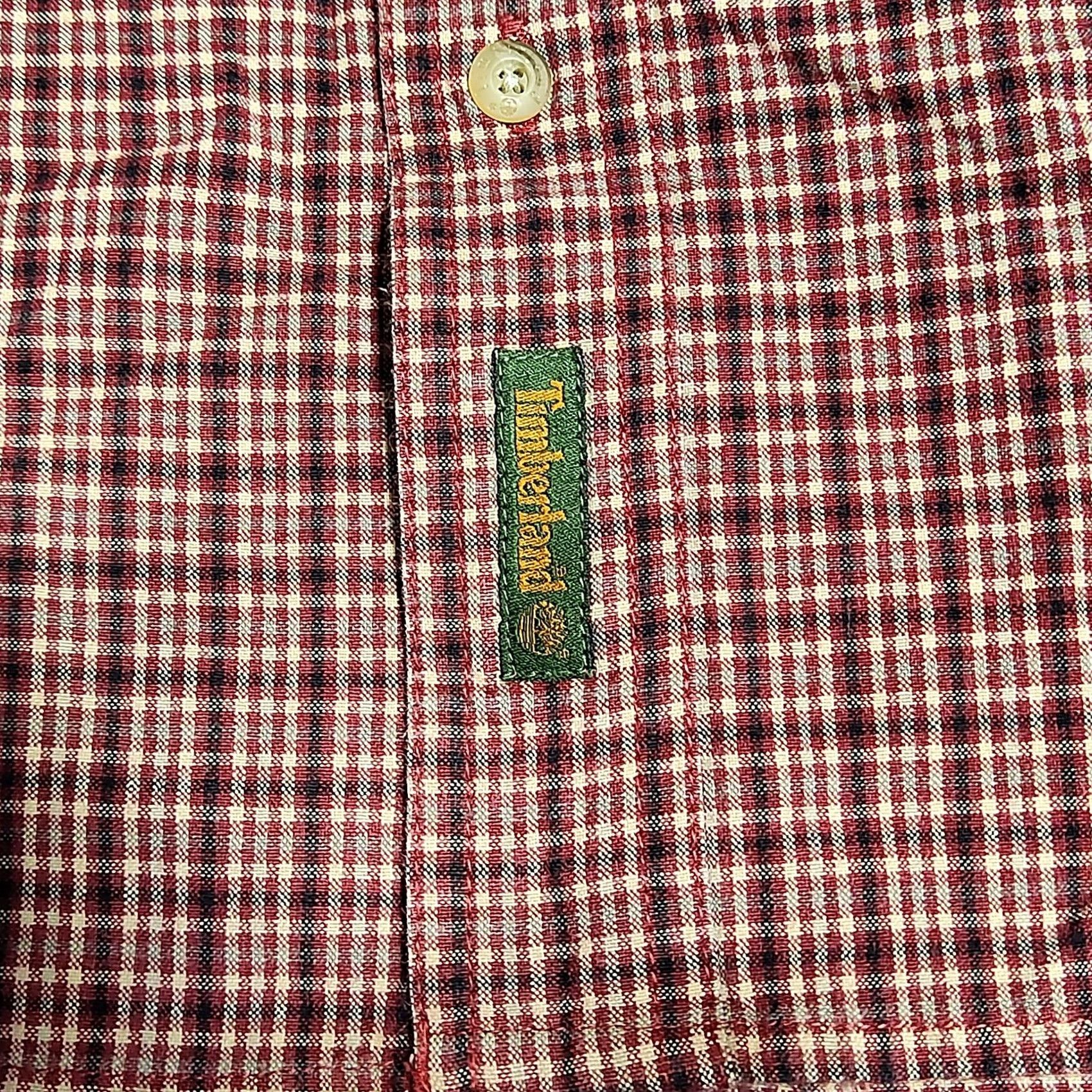 Timberland TIMBERLAND WEATHER GEAR Men Large Burgundy Check 100% Cotton Button-Up Shirt Size US L / EU 52-54 / 3 - 4 Thumbnail