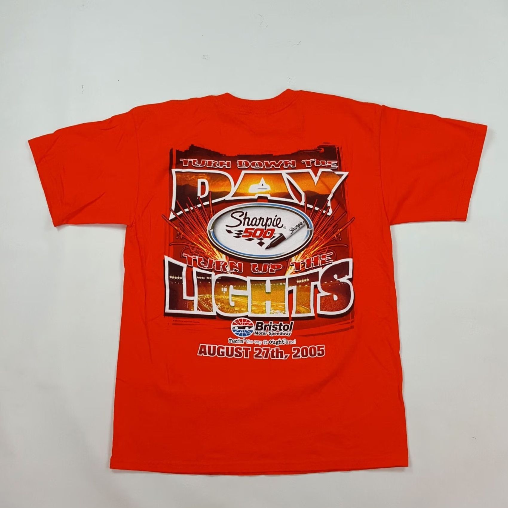 Gildan VINTAGE NASCAR Bristol Y2K Men's Large Orange Retro Racing T Shirt Car Auto Sharpie Size US L / EU 52-54 / 3 - 5 Thumbnail