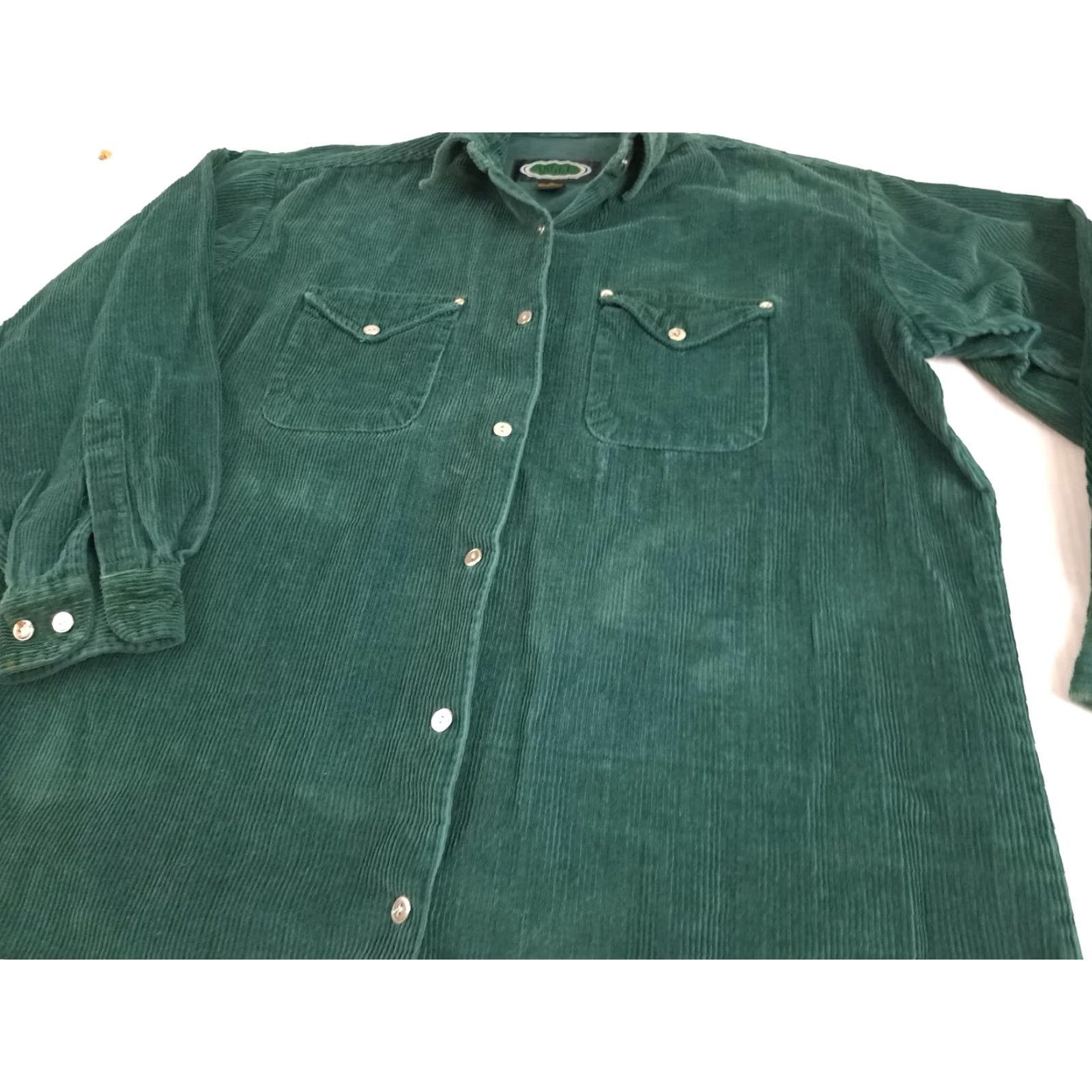 X-LARGE VINTAGE Argee Western Shirt Corduroy Button-Up X-Large Green Cotton Long Sleeve Casual Unisex Adults Size US XL / EU 56 / 4 - 3 Thumbnail