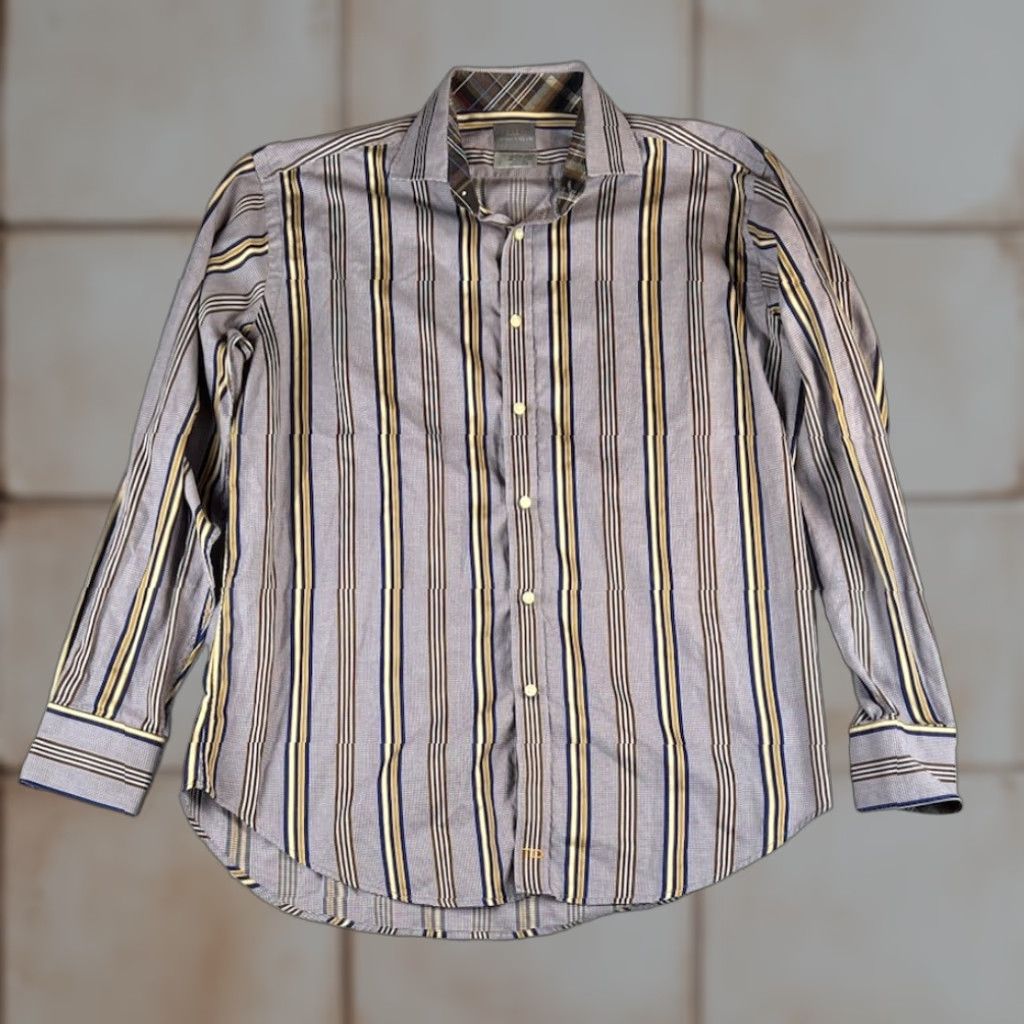 Vintage Thomas Dean Shirt Mens L Button-Up Long Sleeve Purple Brown Striped Preppy Size US L / EU 52-54 / 3 - 1 Thumbnail