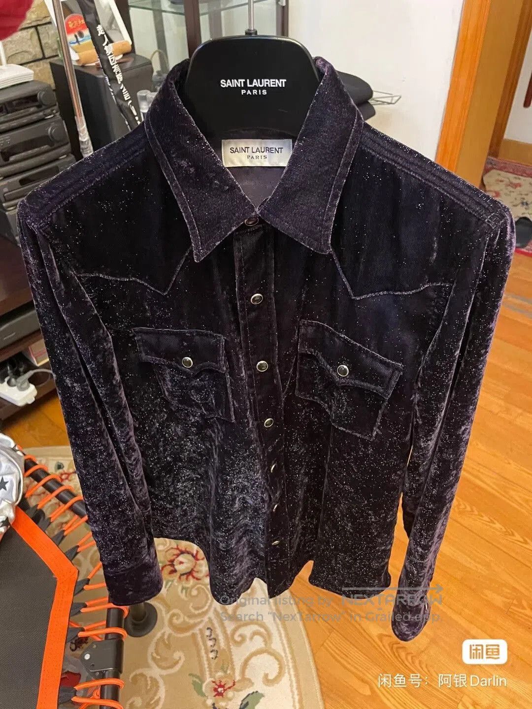 Saint Laurent Paris saint laurent purple velvet shirt with sparkle. Size M / US 6-8 / IT 42-44 - 2 Thumbnail