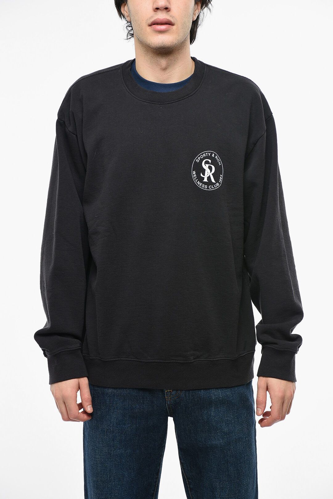 image of Sporty Rich Og1Mm0524 Crewneck Sweatshirt In Black, Men's (Size Large)