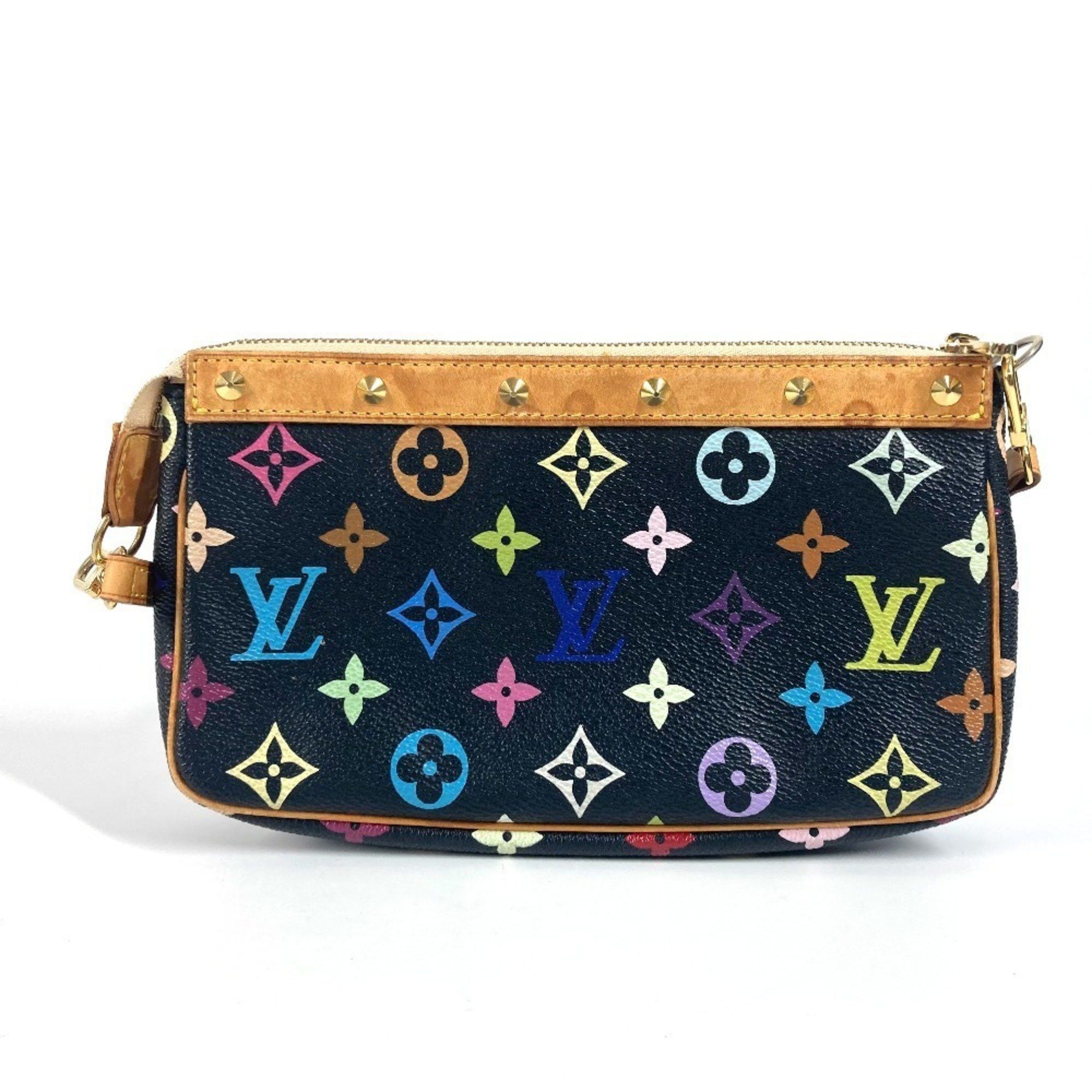 Louis Vuitton M92648 Monogram Multicolor Pochette Accessoires Bag Crossbody Studs Shoulder Canvas Women's Noir Black