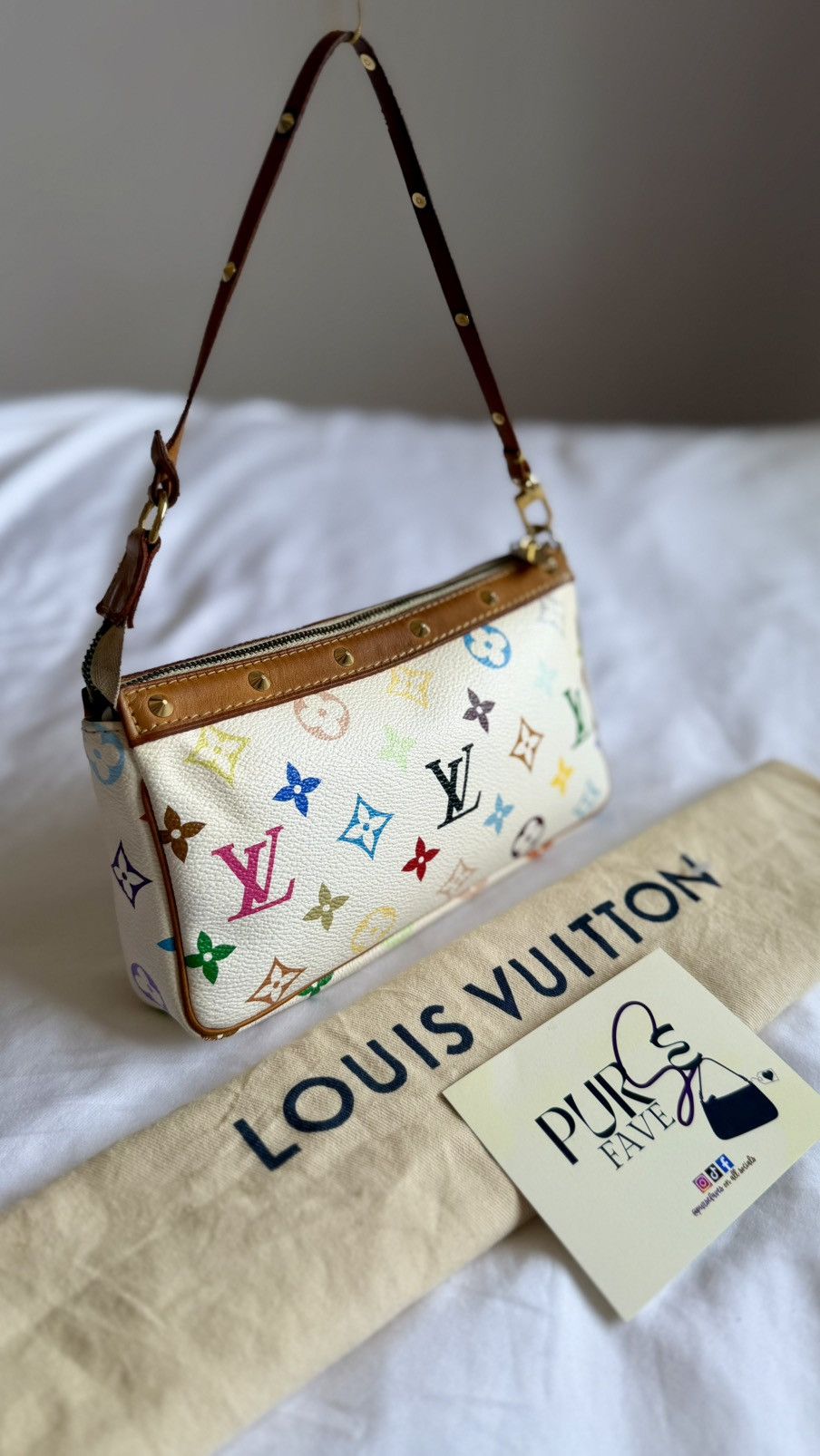Louis Vuitton × Takashi Murakami Louis Vuitton Takashi Murakami White Multicolor Pochette Bag Size ONE SIZE - 5 Thumbnail