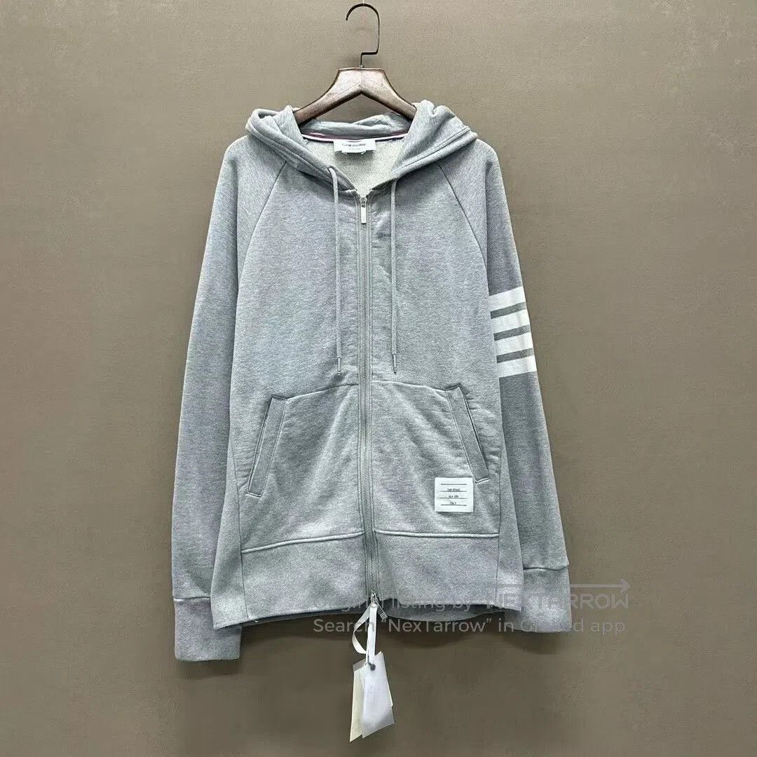 Thom Browne classic gray hooded sweatshirt with drawstring. Size US L / EU 52-54 / 3 - 1 Thumbnail