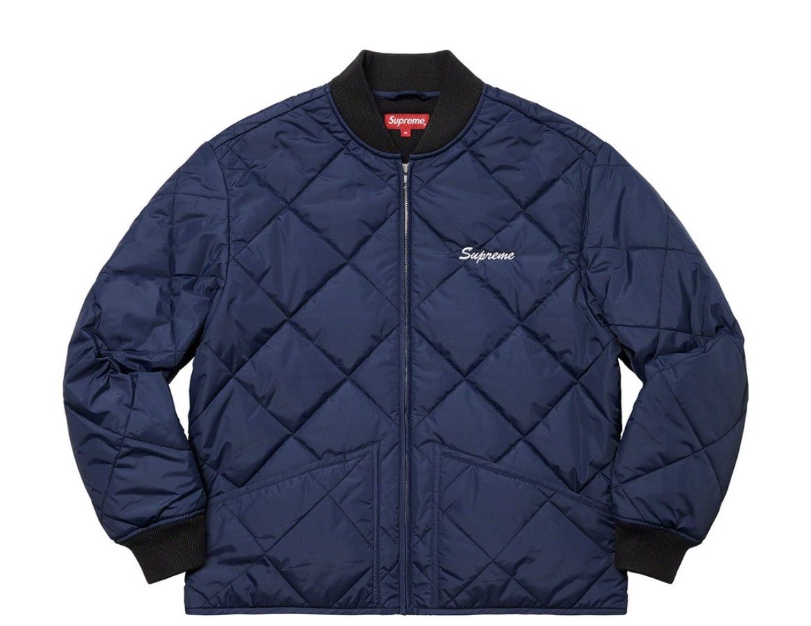 Supreme Supreme Quit Your Job Quilted Jacket - Blue XL Size US XL / EU 56 / 4 - 6 Thumbnail