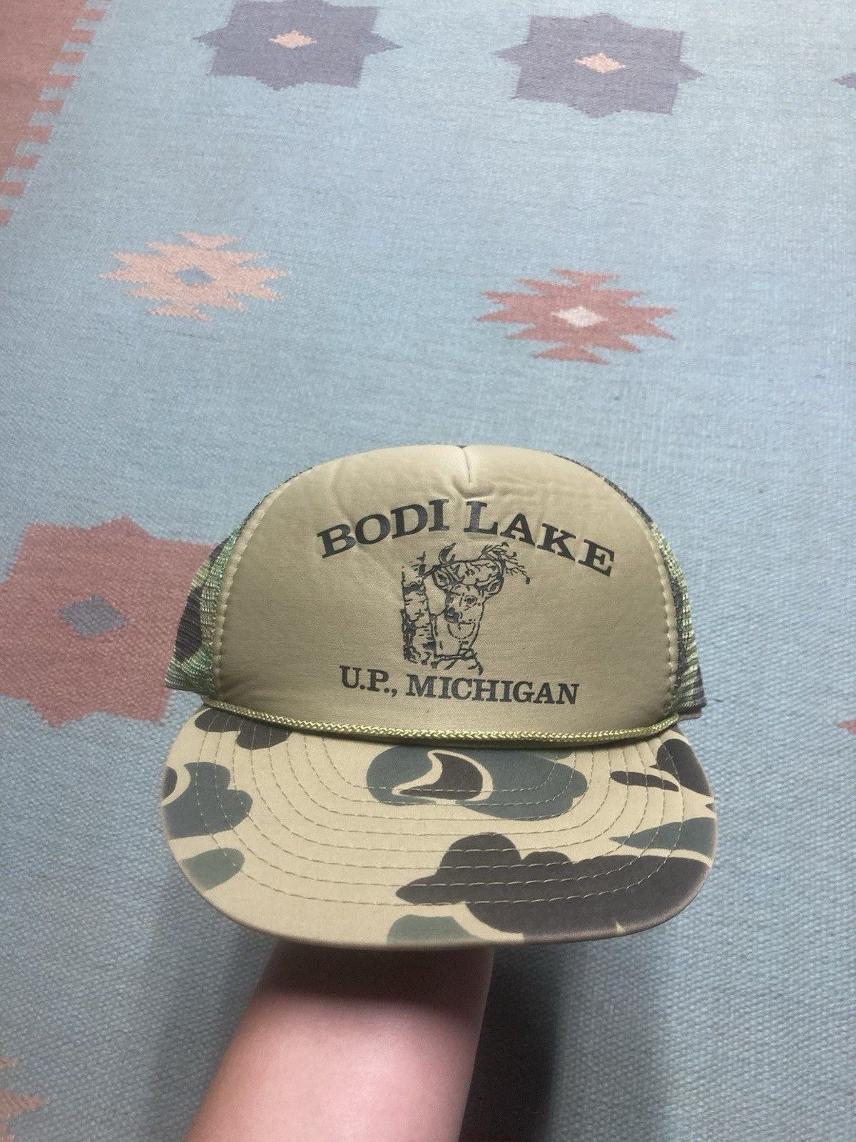 Vintage trucker hat duck camo Bodi Lake Michigan upper peninsul deer Size ONE SIZE - 2 Thumbnail