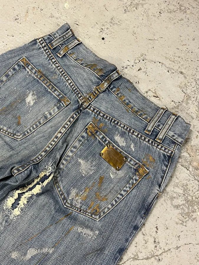 Designer × Dolce & Gabbana × Vintage AW2005 Dolce & Gabbana Painted Blue Denim Jeans Size US 30 / EU 46 - 10 Thumbnail