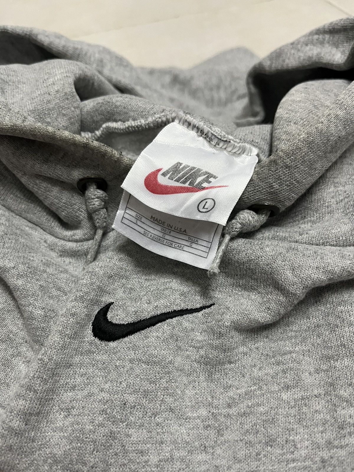 Nike 🔥Vtg 90s Nike Centre Swoosh Hoodie Grey Size US L / EU 52-54 / 3 - 5 Thumbnail