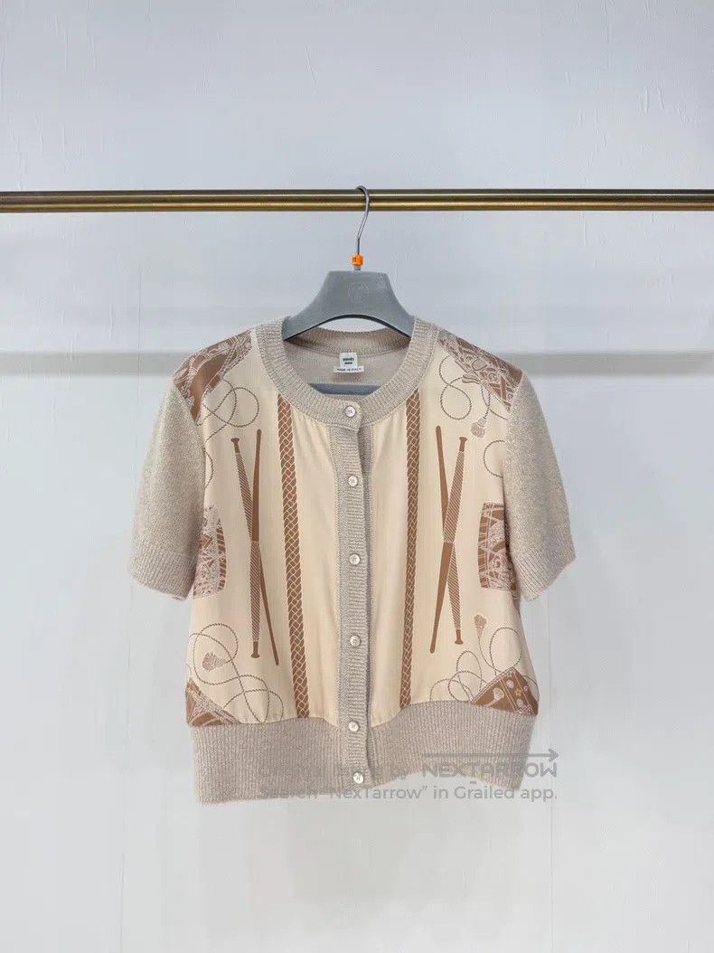 Hermes Hermes Silk Printed Cashmere Short Sleeve Cardigan Size M / US 6-8 / IT 42-44 - 1 Thumbnail