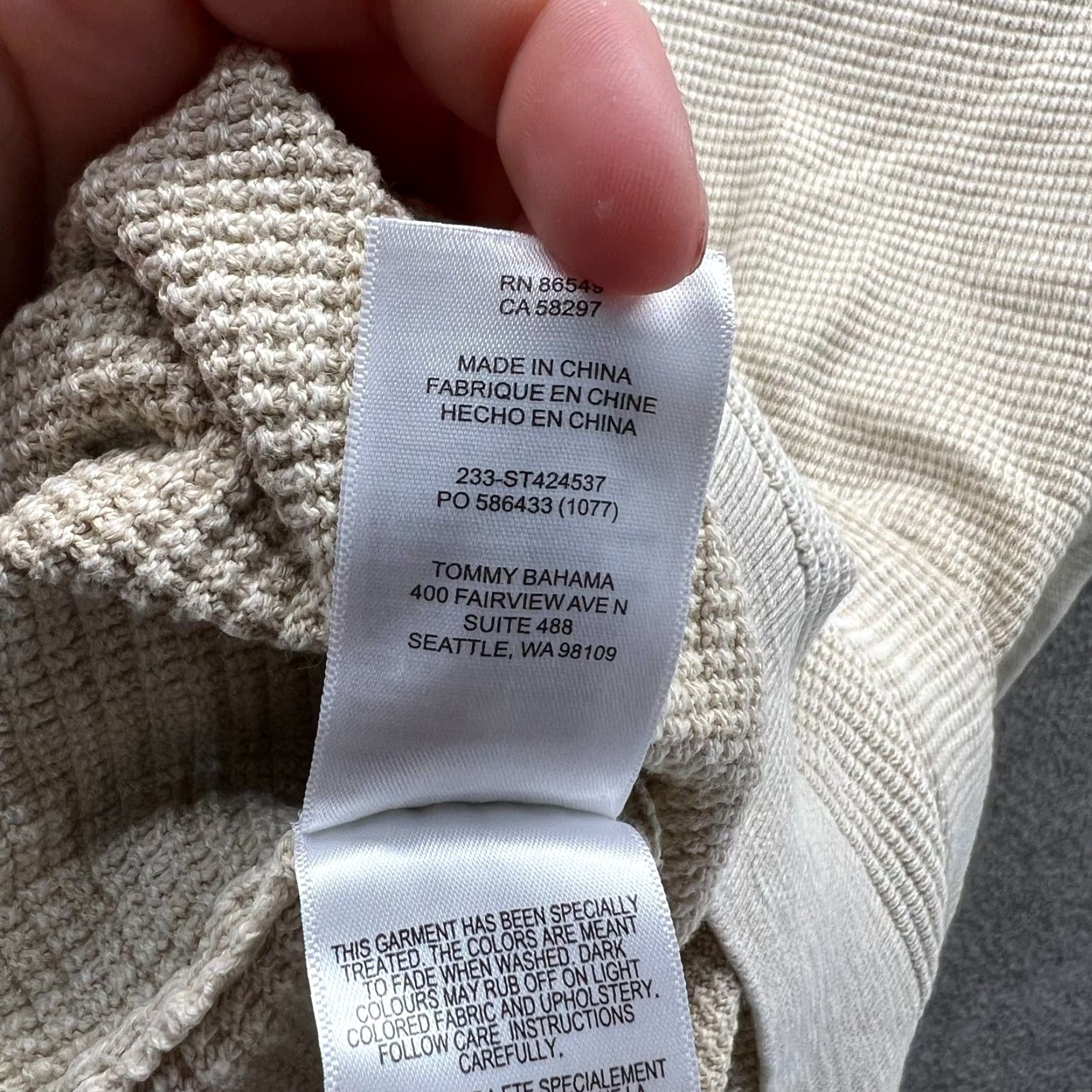 Tommy Bahama Tommy Bahama Sweater Mens XL Beige Quarter Zip Fleece Waffle-Knit Mock Neck Pullover Long Sleeve Size US XL / EU 56 / 4 - 7 Thumbnail