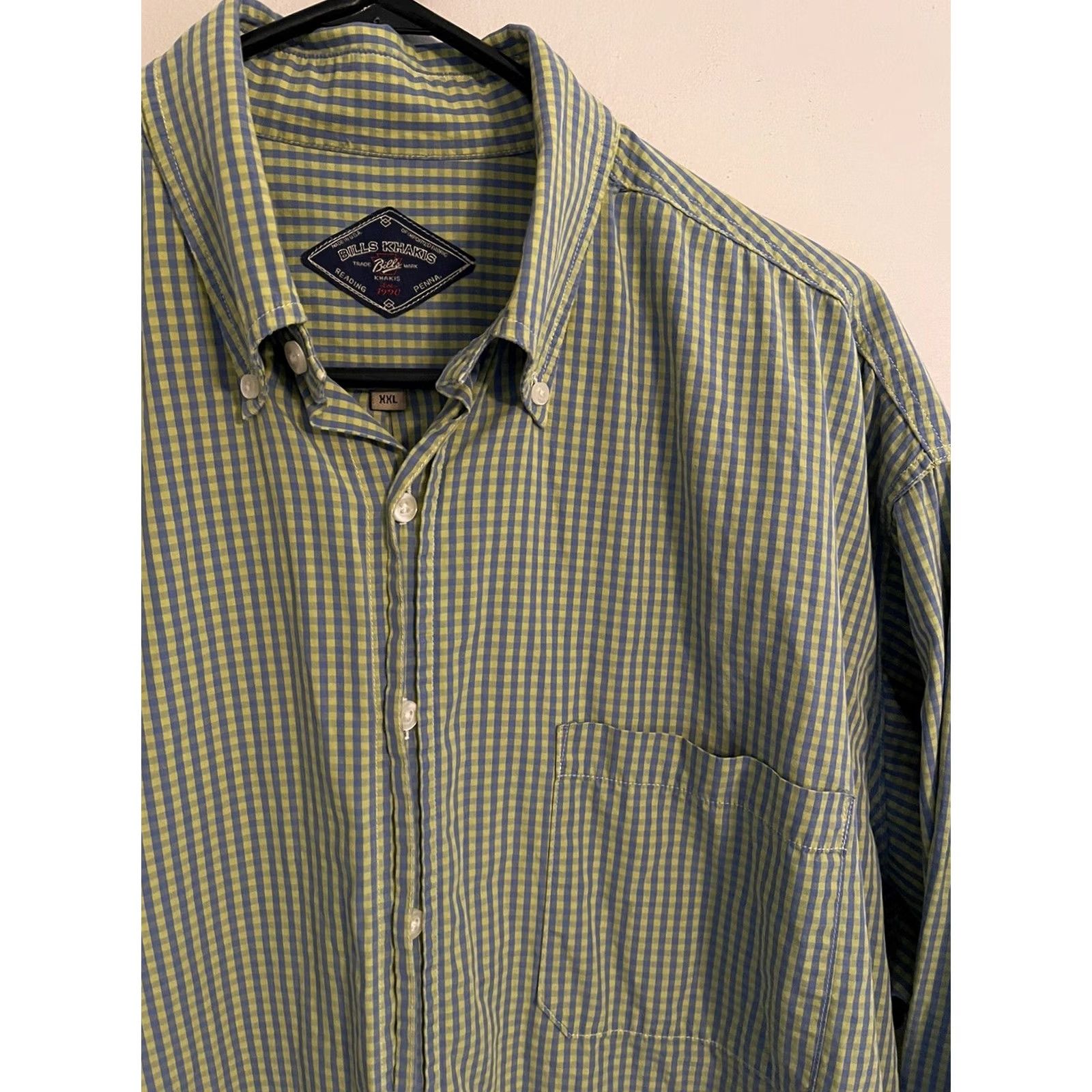 Bills Khakis Bills Khakis Men's 2XL Gree/Blue Check L/S Button Up Dress Shirt - Made in USA Size 48R - 2 Thumbnail
