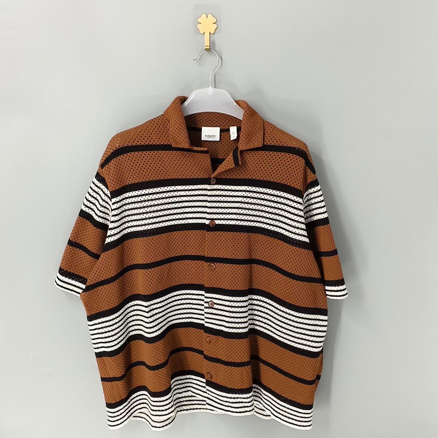 Burberry Burberry Printed Striped Brown Shirt xl Men Size US XL / EU 56 / 4 - 1 Thumbnail