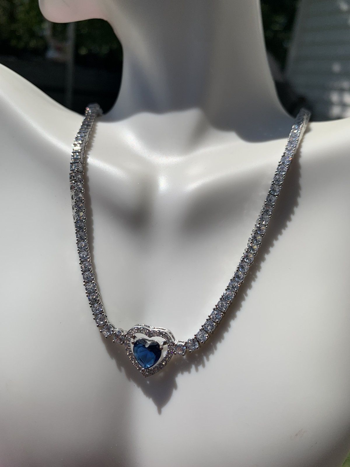 Designer Stella Rose FINE SILVER PLATED diamond paved Tennis necklace Size ONE SIZE - 4 Thumbnail