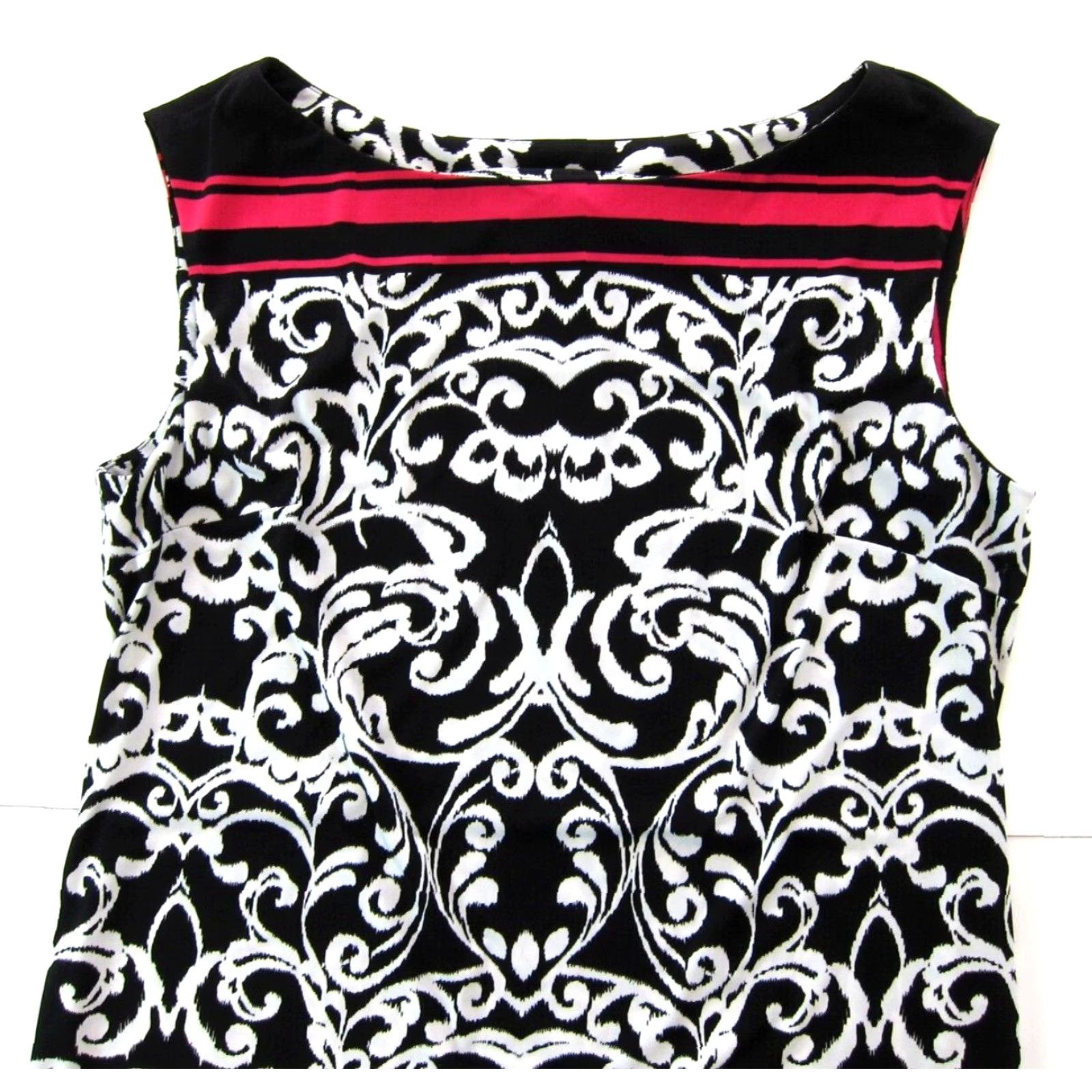 Vintage Jessica Howard Black White Pink Paisley Stretch Sleeveless Tunic Shift Dress XL Size XL / US 12-14 / IT 48-50 - 4 Thumbnail