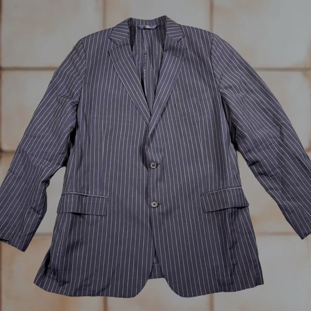 Brooks Brothers Brooks Brothers Regent Blazer Jacket Navy Pinstripe Wool Linen Unstructured 46L Mens Size 46R - 1 Thumbnail